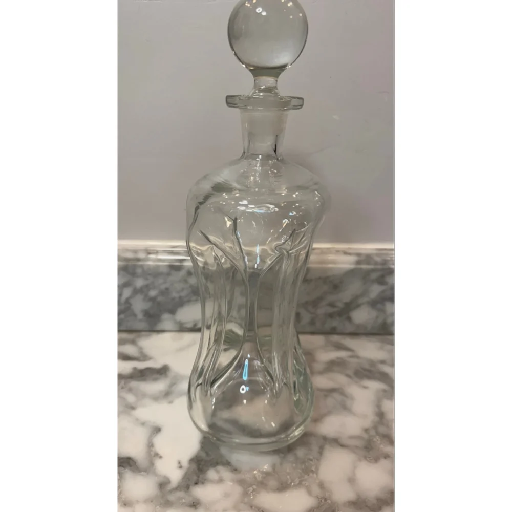 Vintage Danish Modern Glass Decanter Kluk Kluk Style Holmegaard Style MCM